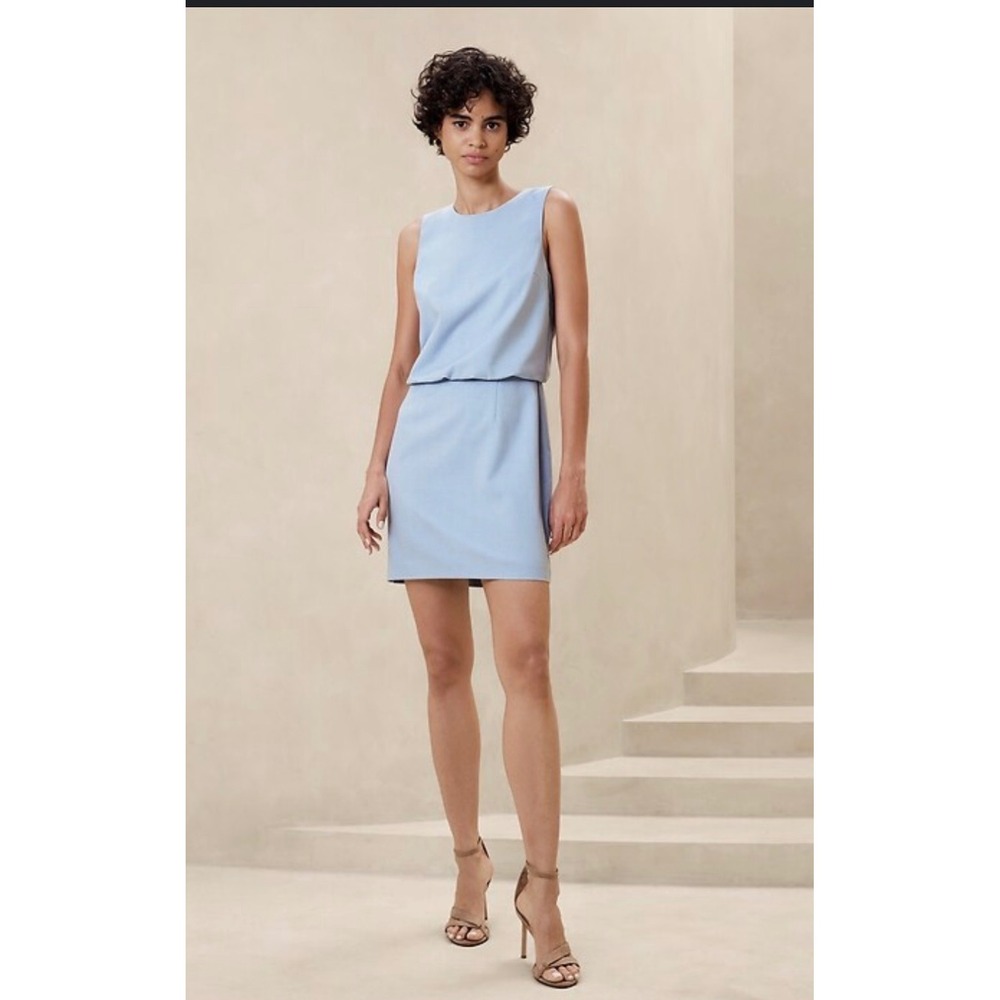 Banana Republic Factory Sculpted Blousant-Waist Mini Dress Blue 4